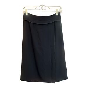 The Fold Navy Knee Length Faux Wrap Skirt Size 8 NWOT AC1